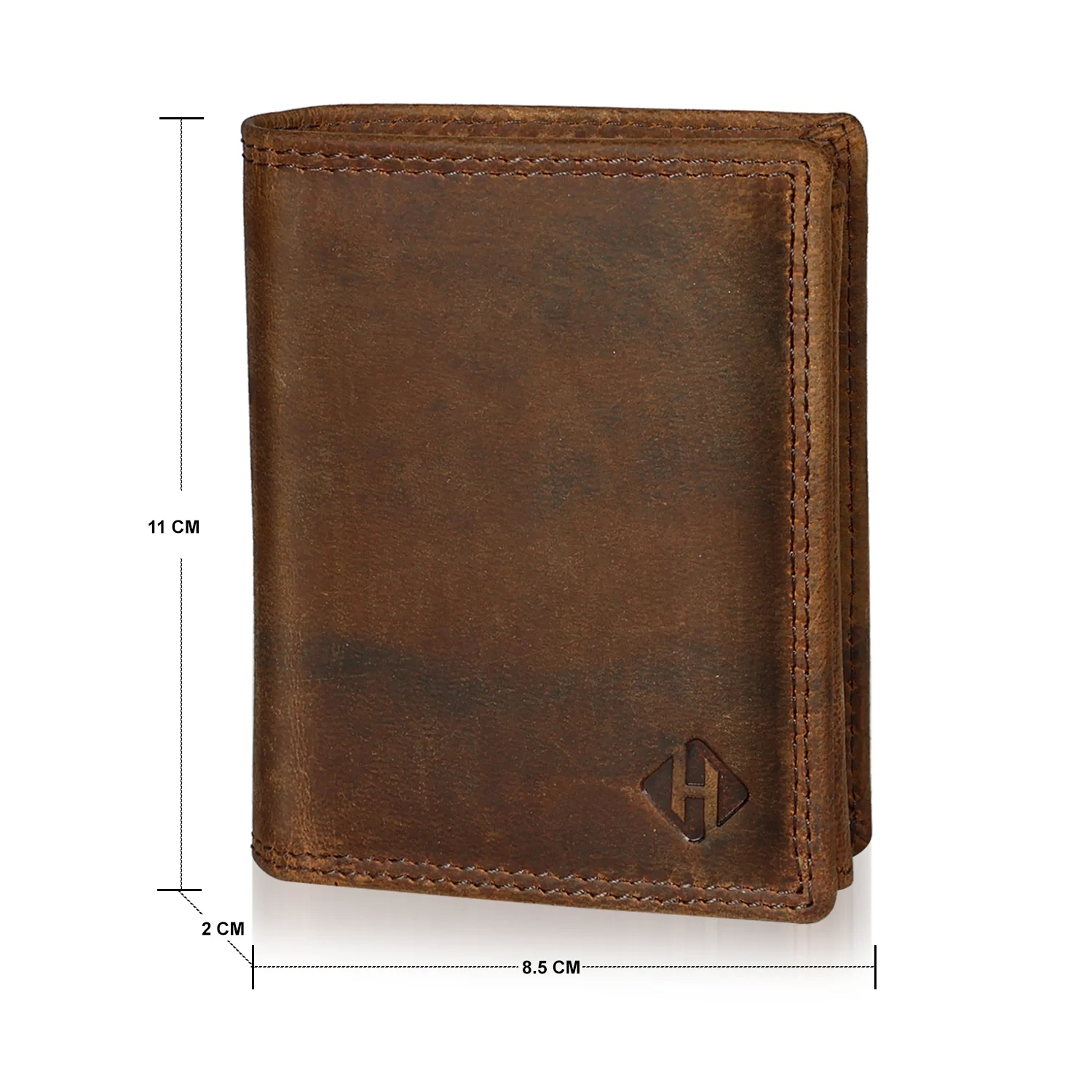 Vintage Brown Vertical Leather Wallet with Dual ID Windows | SKF-W-1338H - Image 2
