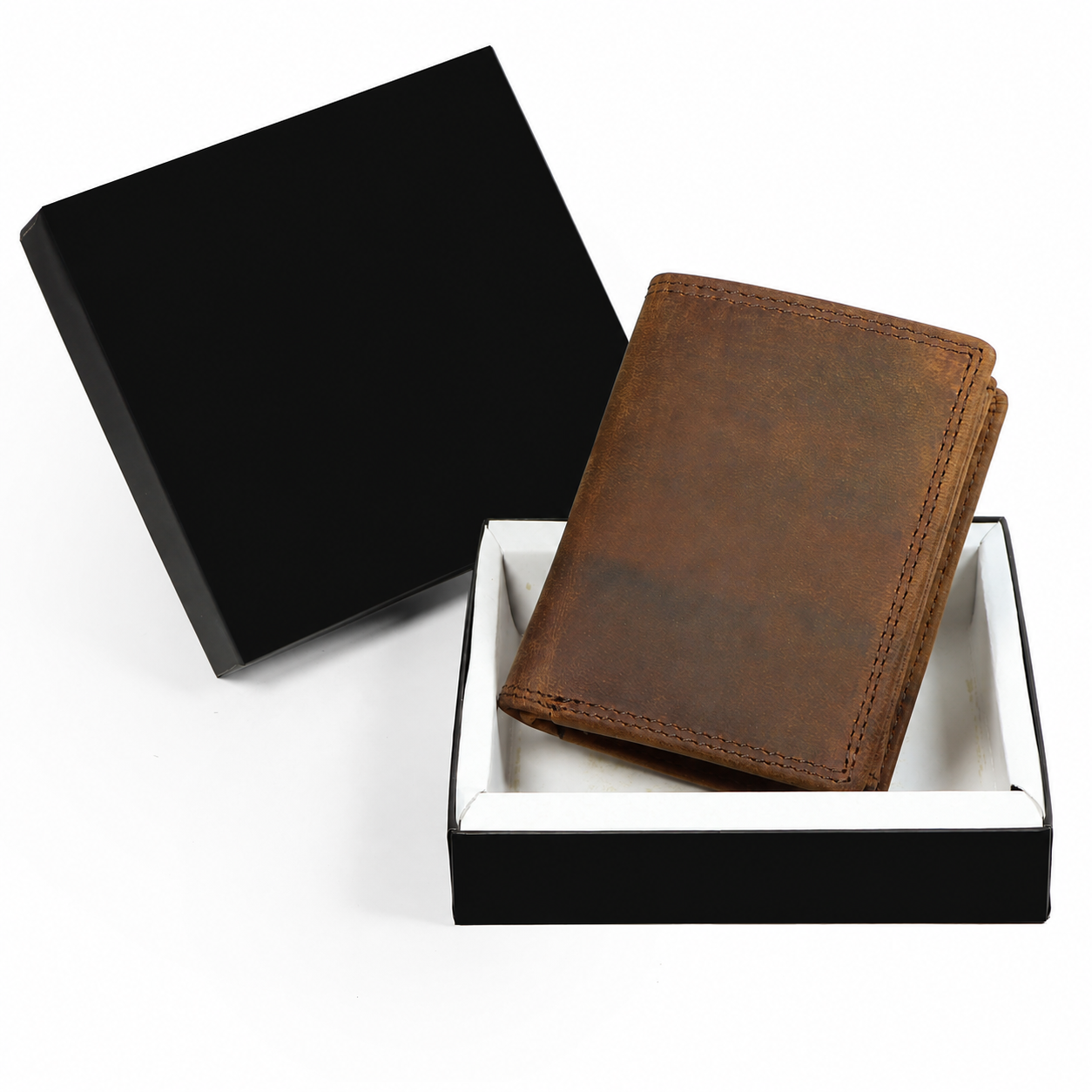 Vintage Brown Vertical Leather Wallet with Dual ID Windows | SKF-W-1338H - Image 5