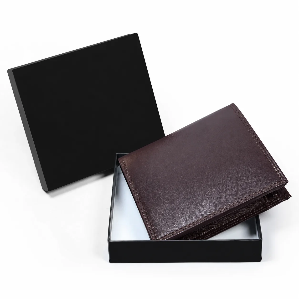 Dark Brown Vertical Leather Wallet with Card Strap & Coin Pocket | SKF-W-1337BR - Image 5