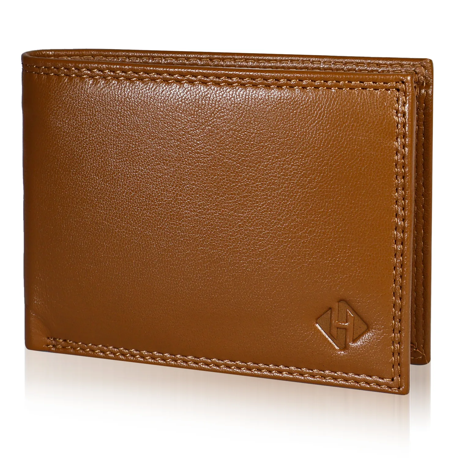 Wholesale Tan Leather Bifold Wallet with Coin Pocket | SKF-W-1334TN - Image 2