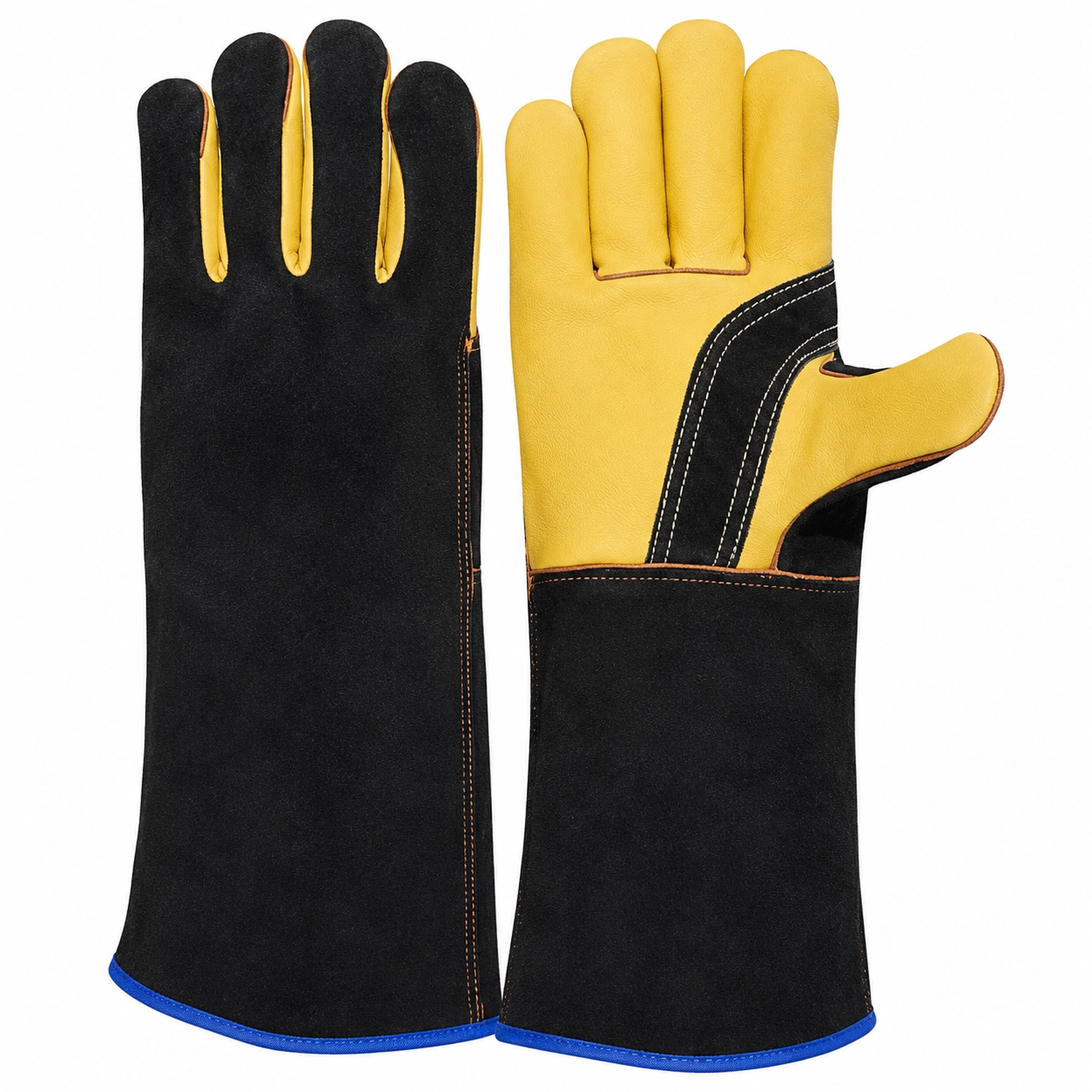 Black & Yellow Heat Resistant Leather Welding Gloves – SKF- WG -13