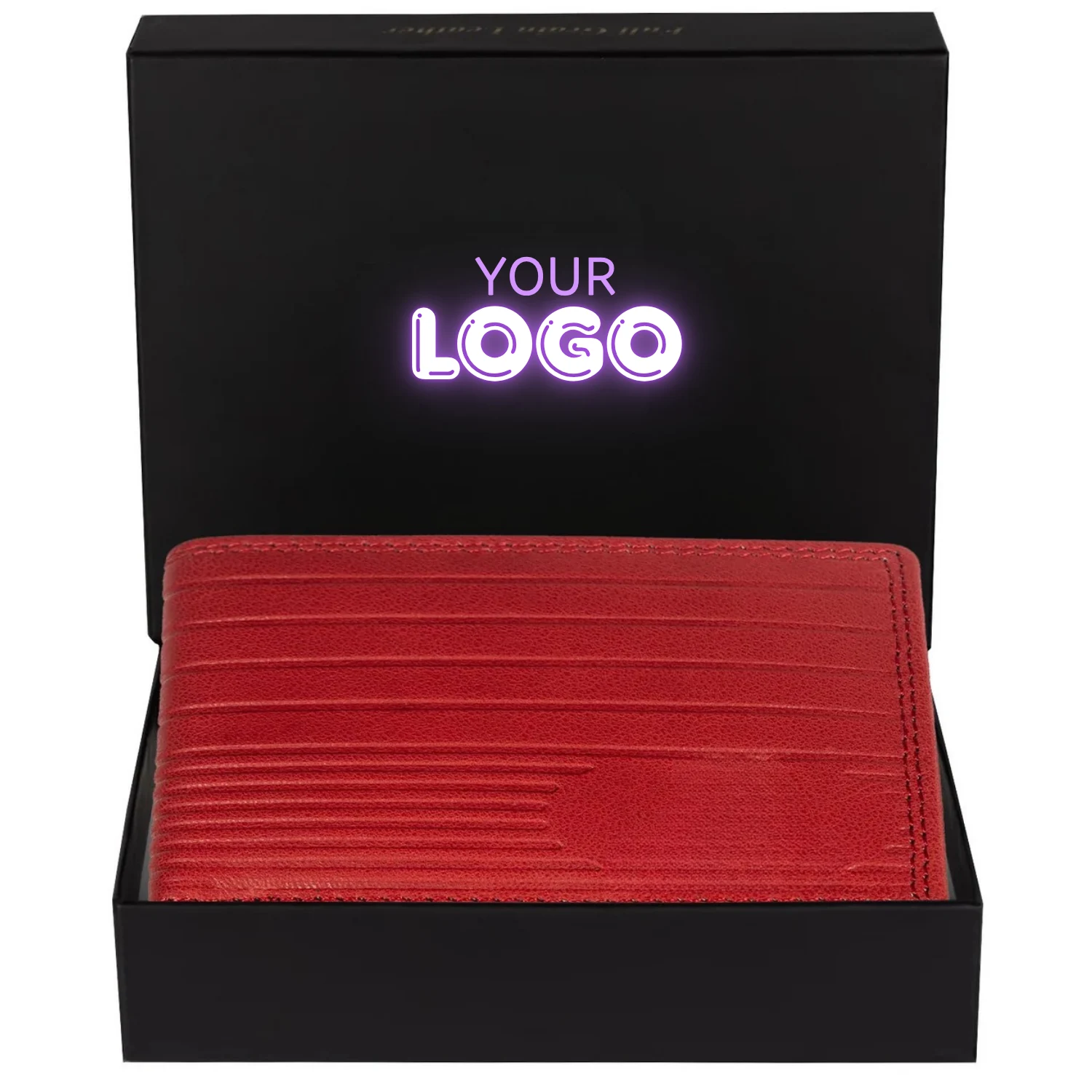 Men’s Red Linear Embossed Leather Bifold Wallet | SKF-WLCL-174 - Image 6